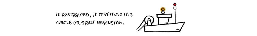 a purse seiner exhibiting 2 yellow lights flashing alternately, with a red light over a white light ahead near the bow.