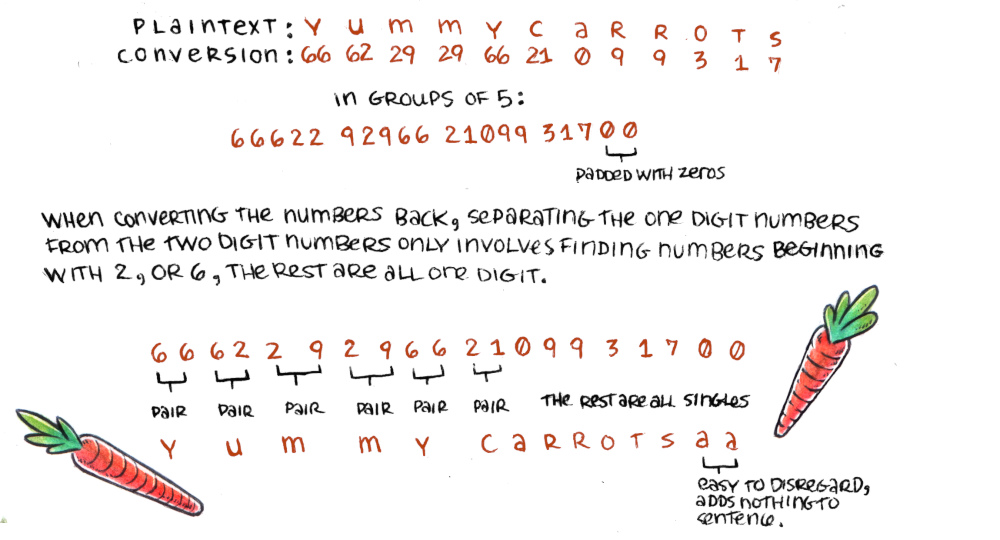 There are 2 drawings of carrots floating about. There is a graphic showing numbers grouped as pairs, with the rest as singles. Singles make it easy to disregard, they add nothing to the sentence.