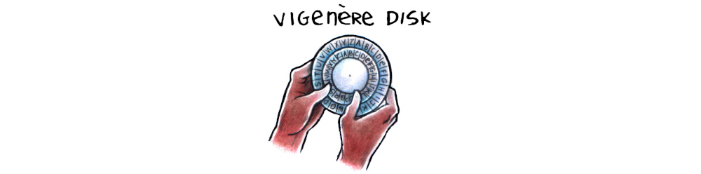 hands holding a vigenere disk